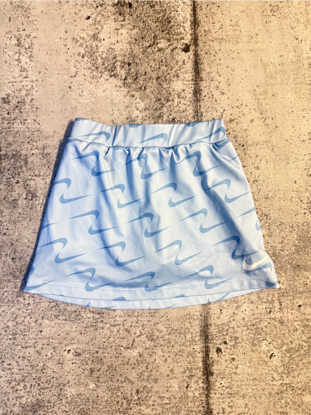 Nike Light Blue Swoosh Print Athletic Skort